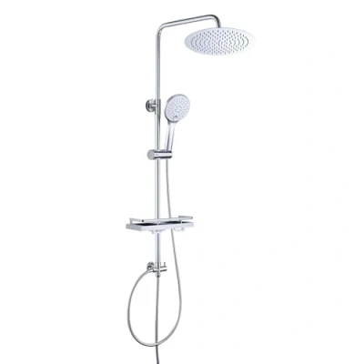 Imagen de JOHO Columna de Ducha sin Grifo Para Baños Hidromasaje Set Thermostato Monomando Barra Altura Ajustable Acero Inoxidable con Estante y Cabezal D20cm