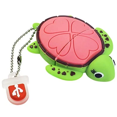Imagen de LEIZHAN memoria USB de 32 GB, silicona alta velocidad, diseño dibujos animados, lápiz flash para ordenador portátil y (32 tortuga rosa)