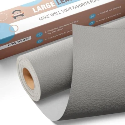 Imagen de Kit de Reparación Cuero para Muebles, Parche Autoadhesivo 40x160 cm, Adhesivo Tapizar Asientos Automóviles, Sofás, Barcos, Sofás Sillas Gris