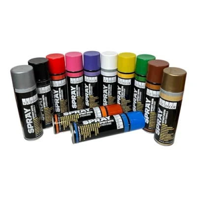Imagen de SÜDOR Lote de 12 latas aerosol (200 ml, secado rápido, para graffiti y decoración, madera, piedra, pared, metal: negro, blanco, azul, verde, rojo, amarillo, púrpura, naranja, rosa, marrón,