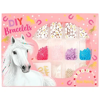 Imagen de Depesche 12056 Miss Melody Kit de Manualidades para Hacer Pulseras DIY, Incluye Cinta elástica, Muchas Cuentas, dijes e Instrucciones, Plástico Metal, Multicolor, One Size