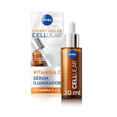Imagen de Nivea Expert Filler Cellular sérum Iluminador facial Vitamina C (1 x 30 ml), de y E, antioxidante que potencia la luminosidad