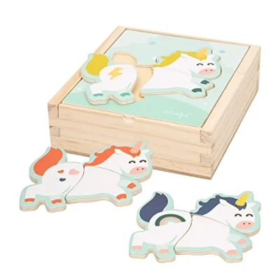 Imagen de WOOMAX 48800 Puzzle de madera Mr. Wonderful, Puzzles infantiles unicornio,