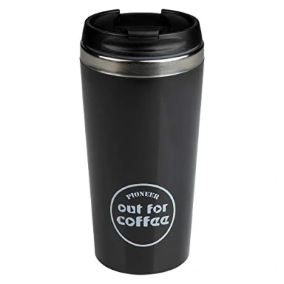 Imagen de Pioneer Flasks CMG420BK Taza de Viaje, 0.42 litros, Acero Inoxidable, Negro