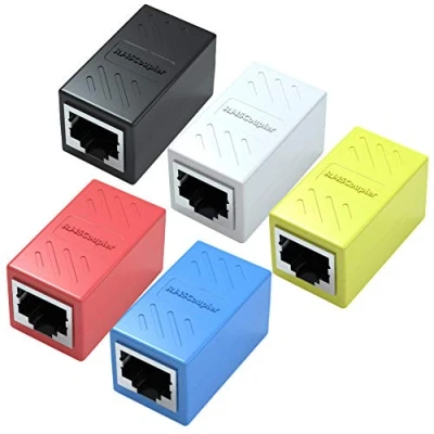 Imagen de Yeung Qee Acoplador RJ45 (5 unidades, conector RJ45, cable Ethernet Cat7, Cat6, Cat5e, Cat5, de red hembra a hembra, color)