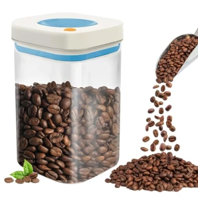Imagen de lemgyiamz Bote Cafe Hermetico Café Latas Recipiente Botes Cocina Almacenaje Tarro para Frijoles, Molido, grano, Cereales, Azúcar Galletas Almacenamiento con Ventana Transparente,1100ml