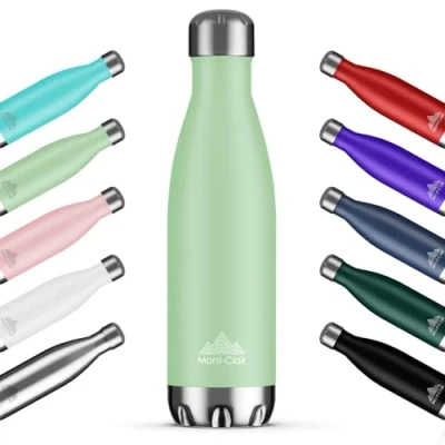 Imagen de Mont Clair H2O Botella agua Acero Inoxidable Termica sin BPA, 12h de Bebida Caliente y 24h Fría, Termo con pared Doble Aislamiento, Isotermica 500ML Verde claro