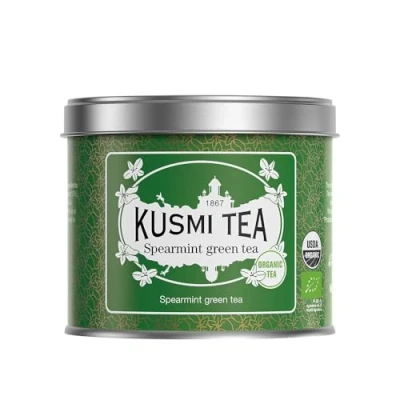 Imagen de Kusmi Tea Té Verde con Menta Orgánico Mezcla Orgánica de Gunpowder Disfrutar Caliente o Hielo Auténticas Hojas Lata 100g, para aprox. 50 tazas
