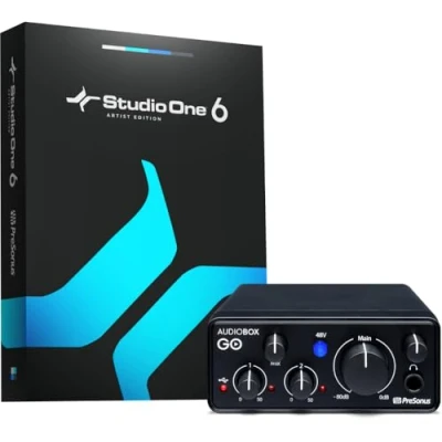 Imagen de PreSonus AudioBox GO, Interfaz de Audio USB C, Para Producción Musical con Software Grabación Studio One, Tutoriales Musicales, Ejemplos Sonido e Instrumentos Virtuales