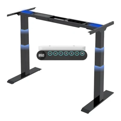 Imagen de FLEXISPOT Escritorio Sentado de pie eléctrico Marco Ajustable en Altura a 3 columnas 2 Motores, Panel Control con Funciones memorias, Capacidad Carga 125 kg, Negro E6B