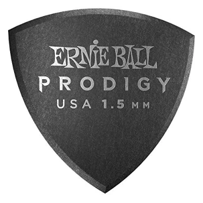 Imagen de Ernie Ball Prodigy Púas para guitarra, 1,5 mm, diseño de escudo grande, 6 unidades, color negro