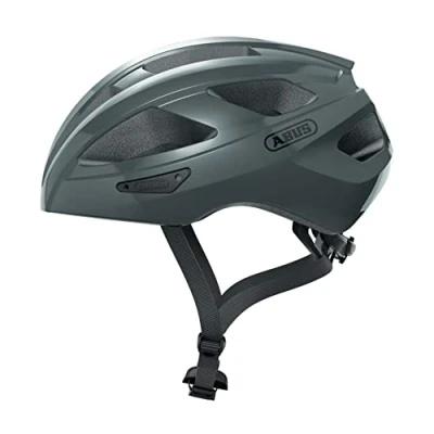 Imagen de ABUS casco de ciclismo carretera Macator deportivo para principiantes también usuarios con coleta hombres y mujeres gris brillante, talla S