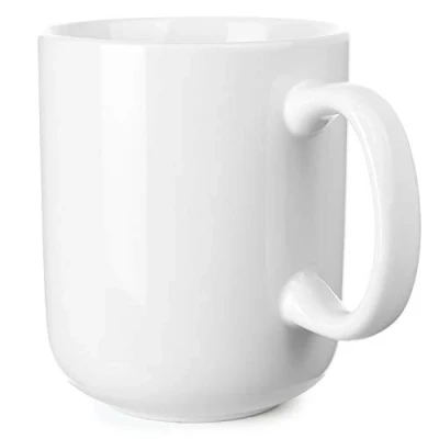 Imagen de SHOWFULL Taza grande de cerámica para té, café, chocolate caliente, sopa, 600 ml, color blanco