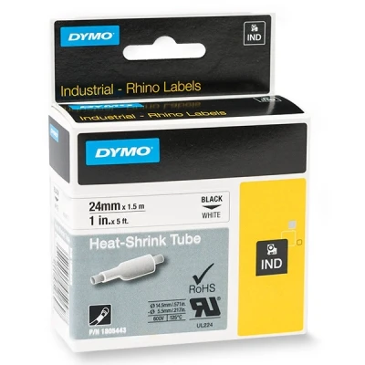 Imagen de DYMO RHINO Tubo de encogimiento del calor 24mm x 1,5m, Negro sobre Blanco