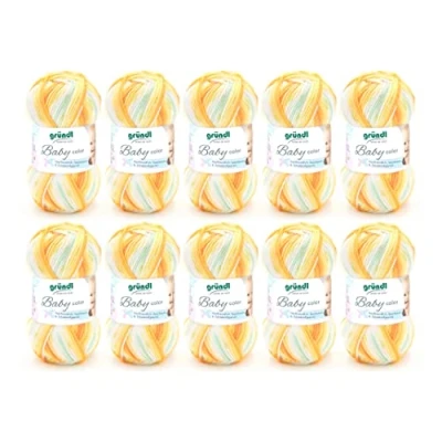 Imagen de Gründl 3457 03 Baby Color lana, 70% poliacrílico, 30% poliamida, Naranja Multicolor, 35 x 32 8 cm, pack of 10