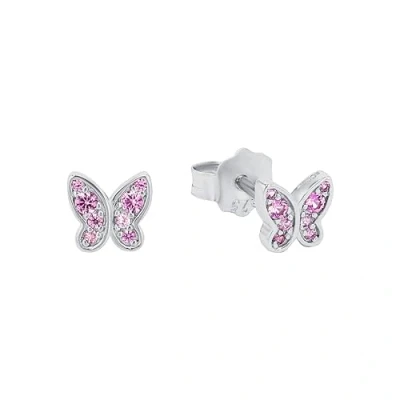 Imagen de s.Oliver Pendientes de Plata ley 925 para niña, con circonitas sintéticas, 0,5 cm, plata, mariposa, vienen en caja regalo 2036822, Stecker, ley, Circonia cúbica