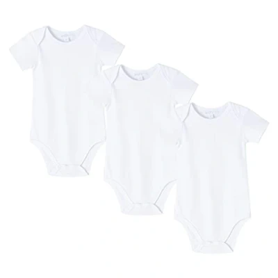 Imagen de AMOMÍ Body Bebe Unisex Manga Corta Blanco Liso Boton a Presion Verano 18 Meses 100% Algodón (18 Meses, Blanca 3)