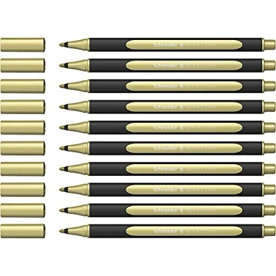 Imagen de Schneider Paint It Metallicliner 020 Rotulador (grosor de trazo 1 2 mm, 10 unidades), color dorado metálico
