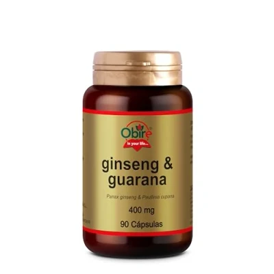 Imagen de Obire Ginseng + Guaraná 400 mg Pack 2 Unidades 90 Cápsulas Ayuda a Aumentar el Rendimiento Físico y Mental Reducir la Fatiga Vitalidad Ideal para Estudiantes Deportistas