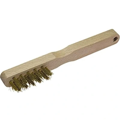 Imagen de wolfcraft Cepillo manual de alambre latón, 3 filas, mando madera I 2725000 Para limpiar, eliminar el óxido y pulir
