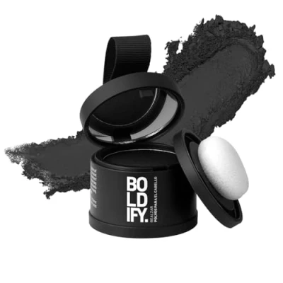 Imagen de BOLDIFY Polvos Retoca Raíces Cubre Canas Mujer y Hombre 48 Horas Volumen Pelo Polvo Capilar Oculta Instantáneamente la Pérdida de Cabello, No Mancha (Negro)