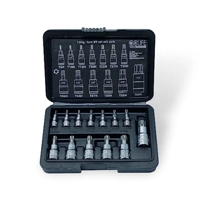 Imagen de CCLIFE 13pcs Juego de llaves vaso Torx T8H T60H，S2 primera calidad acero aleación