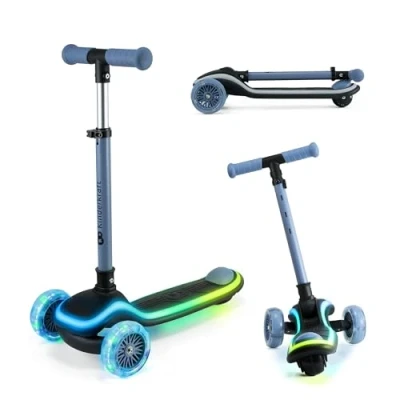 Imagen de Kinderkraft RAKET Patinete para niños de 1 año a 50 kg, Patinete, Ruedas LED, Manillar Regulable en Altura, Diseño Moderno, Azul
