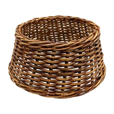 Imagen de Falda de mimbre para árbol Navidad, 60 cm, color natural, cubierta el soporte del manta collar Navidad