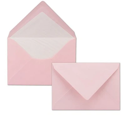 Imagen de 75 sobres, Color rosa DIN C6 forrados con papel tisú blanco 80 g/m² 11,4 x 16,2 cm encolado húmedo