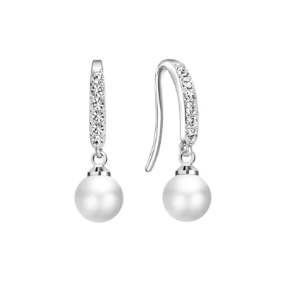 Imagen de Aretes colgantes de perlas enchapados en plata creados con cristales Zircondia®