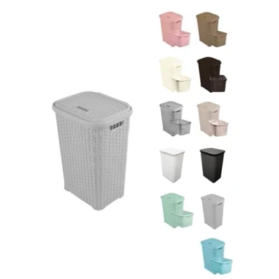 Imagen de JARDIN202 Pongotodo Diseño Rattan Para Colada Cesto la Ropa Sucia 60 litros (Gris)