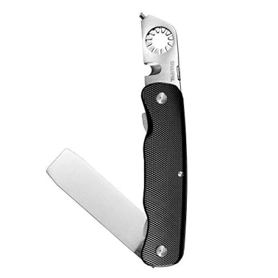 Imagen de SHARPAL 179N 5 en 1 Afilador de flechas con llave y pluma diamante doble grano mango aluminio anodizado clip bolsillo