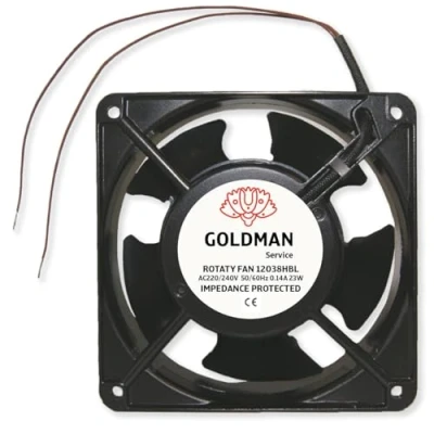 Imagen de GOLDMAN SERVICE Ventilador fan axial para cassette de chimeneas insertable alta temperatura aspas metálicas universal. 120x120x38 mm