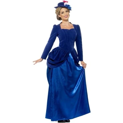 Imagen de Smiffys Traje de Lujo Arpía Victoriana, Azul, Con Top, Falda y Sombrero