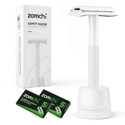Imagen de ZOMCHI maquinilla de afeitar seguridad para mujer, mujer con soporte 10 hojas, doble hoja mango texturizado