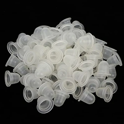 Imagen de Copas de pigmento maquillaje tatuaje, 100pcs / pack tinta tatuaje microblading silicona Vaso contenedor transparente para tatuaje(L)