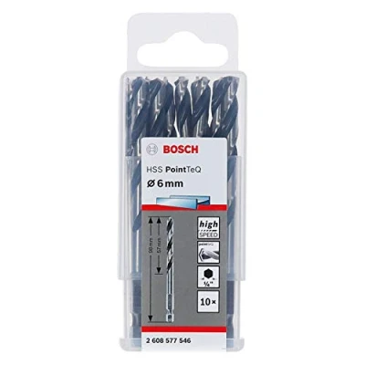 Imagen de Bosch Professional Set de 10 brocas vástago hexagonal PointTeQ , para metal, diámetro: 6 mm, ¼&quot;, accesorios taladro impacto y atornillador