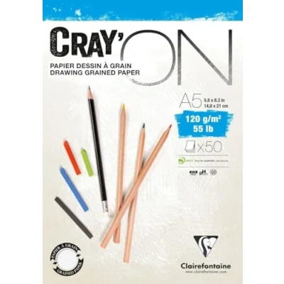 Imagen de Clairefontaine 975019 C bloque cray&#039; on encollé A5 50 hojas 120 g