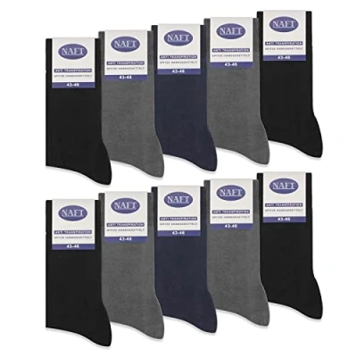 Imagen de sockenkauf24 10 Pares de calcetines Hombre y Mujer 100% Algodón sin costura presiones molestas Diferentes variedades (39 42, 4 x Gris claro 2 Azul marino Negro)