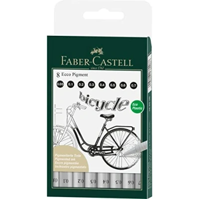 Imagen de Faber Castell 166008 Fineliner Ecco Pigment, estuche de 8, negro