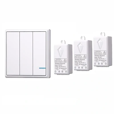 Imagen de Mengshen Kit De Interruptor Luces Inalámbrico, 1 Tres Bandas + 3 Receptores, No Requiere Cableado, Fácil Instalar