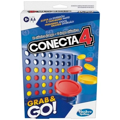 Imagen de Hasbro Gaming Conecta 4 Grab and Go Juego portátil para 2 Jugadores Infantil Viajes