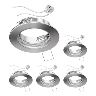 Imagen de ledscom.de 5 piezas marco empotrable de techo FERE cromo mate (LED/halógeno/MR16/50mm) incl. casquillo GU5.3