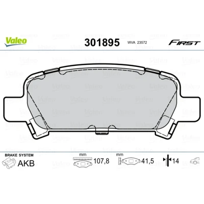 Imagen de VALEO 301895 Juego de pastillas freno FIRST Eje trasero excl. contacto avisador desgaste sin chapa antichirridos SUBARU: Impreza I Berlina