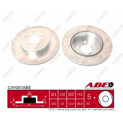 Imagen de ABE C4Y007ABE Disco de freno Eje trasero 320 22 5 ventilado CHRYSLER: 300C Touring, Berlina, DODGE: Challenger Coupé