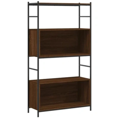 Imagen de vidaXL Estantería Hierro Madera ingeniería marrón Roble 80x30x145,5 cm