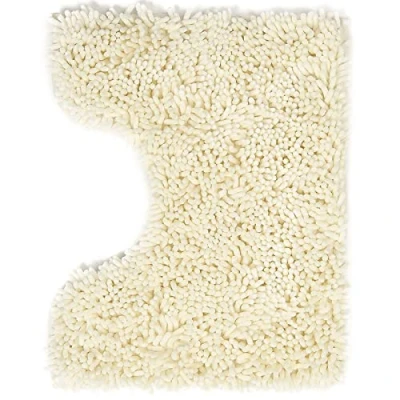Imagen de Poligono Alfombra baño de Microfibra, Alfombrilla WC Forma U 70 x 120 cm, Suave, Antideslizante,Beige
