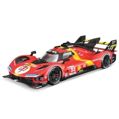 Imagen de Bburago 1/18 Ferrari Racing 499P LMH 2023#51 Rojo Nuevo 2024: Réplica metálica Interior detallado Puertas y Campana de Apertura a Escala Ganadora Las 24h Le Mans 2023