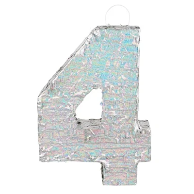Imagen de Boland Piñata de figuras, tamaño 40 x 28 8 cm, figura holográfica, número, plata, aniversario, cumpleaños, decoración, juego fiesta