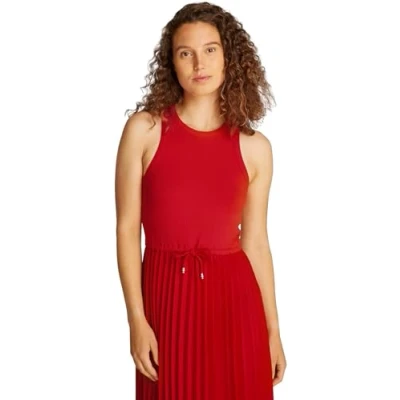 Imagen de Tommy Hilfiger TANK Pleated Dress Vestido informal, Mujer, Talla: XS, Primary red